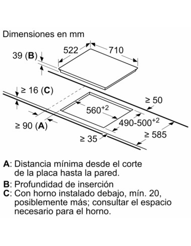 PLACA VITROCERAMICA DE 3 FGOS. 70cm...