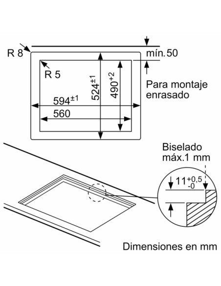 PLACA DE GAS NEGRO 3 FGOS. BOSCH
