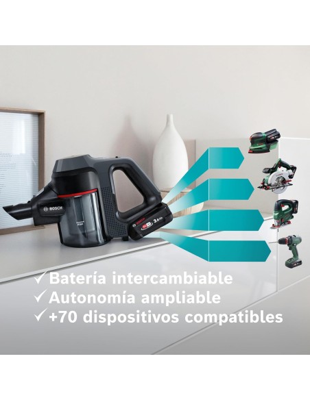 ASPIRADORA SIN CABLE EN ACERO MODELO UNLIMITED 7 DE BOSCH