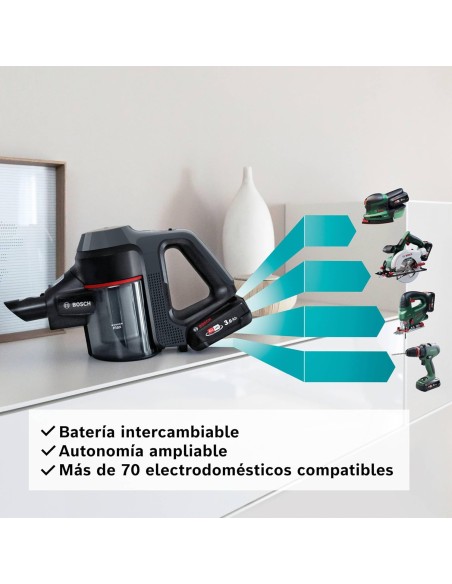 ASPIRADORA SIN CABLE EN ACERO MODELO UNLIMITED 7 DE BOSCH