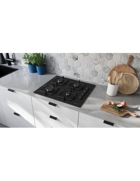 PLACA DE GAS CRISTAL NEGRO DE 60cm