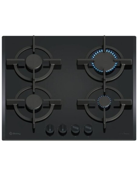 PLACA DE GAS 4 FGOS. EN CRISTAL NEGRO DE 60cm