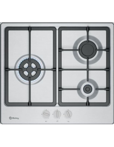 PLACA DE GAS EN ACERO 3 FGOS. DE 60cm