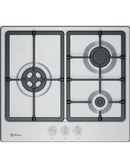 PLACA DE GAS EN ACERO 3 FGOS. DE 60cm