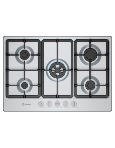 PLACA DE GAS EN ACERO 5 FUEGOS DE 75cm