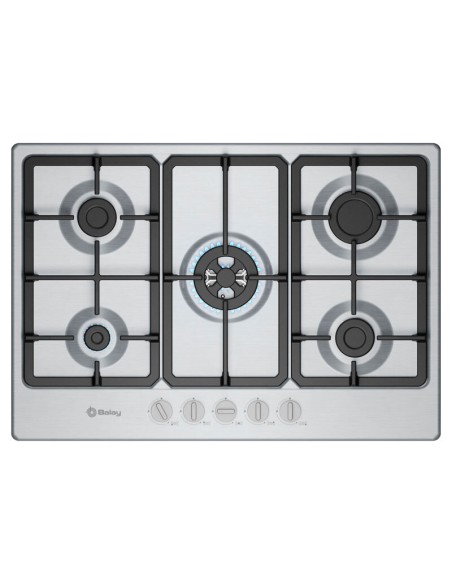 PLACA DE GAS EN ACERO 5 FUEGOS DE 75cm