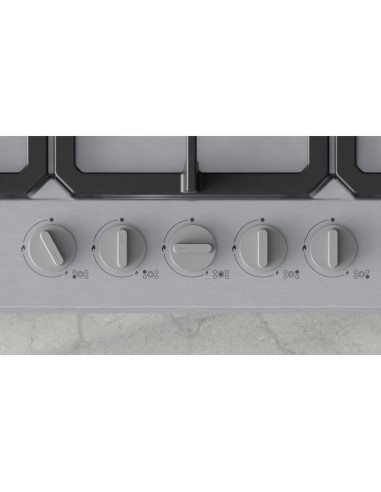 PLACA DE GAS EN ACERO 5 FUEGOS DE 75cm