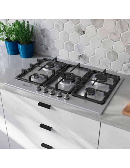 PLACA DE GAS EN ACERO 5 FUEGOS DE 75cm