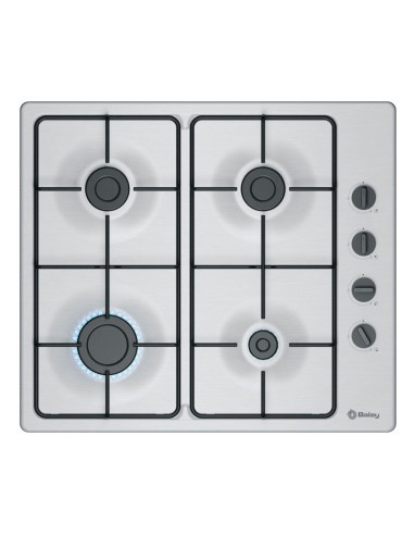 PLACA DE GAS 4 FGOS. EN ACERO DE 60cm