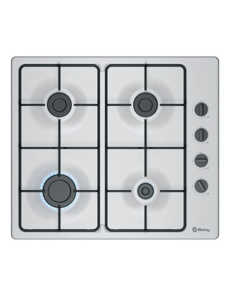 PLACA DE GAS 4 FGOS. EN ACERO DE 60cm