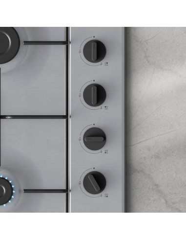 PLACA DE GAS 4 FGOS. EN ACERO DE 60cm