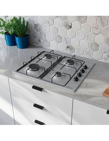 PLACA DE GAS 4 FGOS. EN ACERO DE 60cm