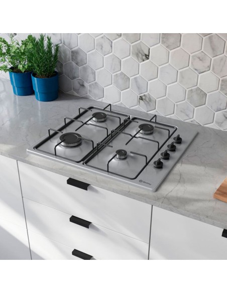 PLACA DE GAS 4 FGOS. EN ACERO DE 60cm