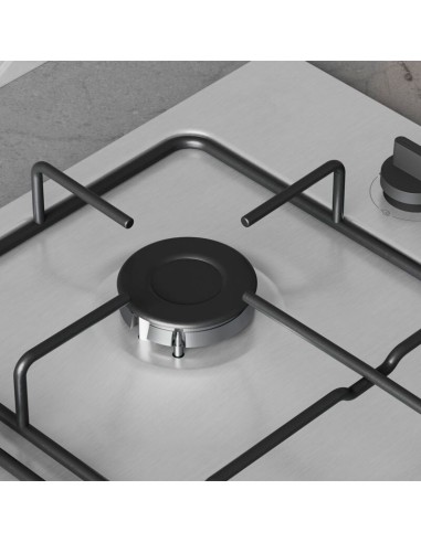 PLACA DE GAS 4 FGOS. EN ACERO DE 60cm