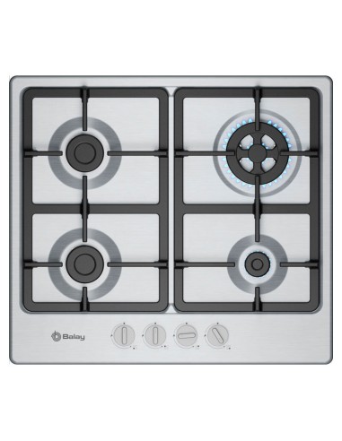 PLACA DE GAS 4 FUEGOS EN ACERO DE 60cm