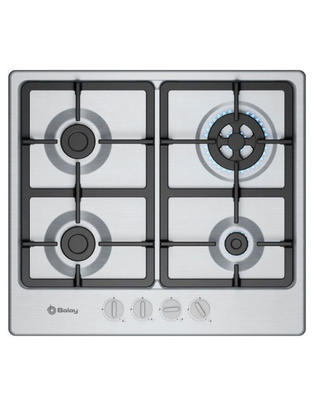 PLACA DE GAS 4 FUEGOS EN ACERO DE 60cm