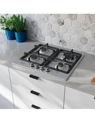 PLACA DE GAS 4 FUEGOS EN ACERO DE 60cm