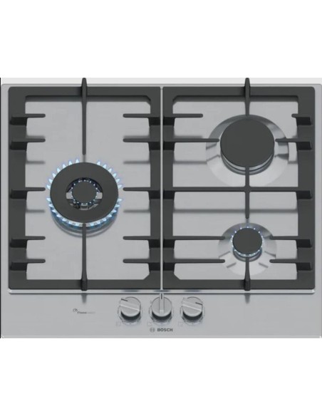 PLACA DE GAS 3 FUEGOS EN ACERO 60cm BOSCH