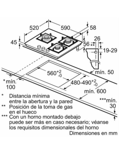 PLACA DE GAS 4 FGOS. EN VIDRIO BOSCH