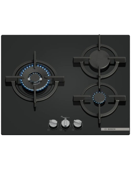 PLACA DE GAS 3 FGOS. EN VIDRIO TEMPLADO NEGRO BOSCH