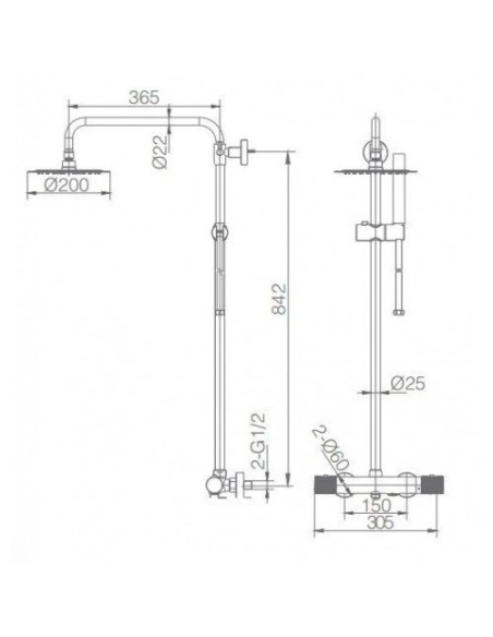 COLUMNA DE BAÑERA TERMOSTATICA COLOR NEGRO MATE MODELO LINE MARCA IMEX