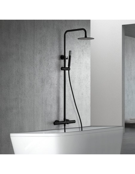 COLUMNA DE BAÑERA TERMOSTATICA COLOR NEGRO MATE MODELO LINE MARCA IMEX