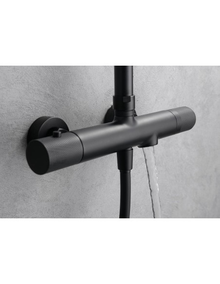 COLUMNA DE BAÑERA TERMOSTATICA COLOR NEGRO MATE MODELO LINE MARCA IMEX