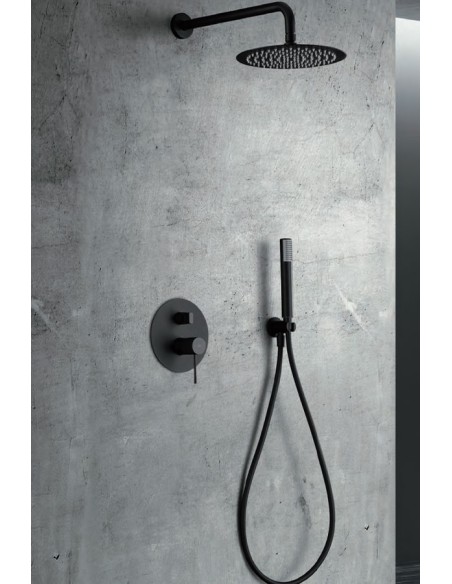 CONJUNTO DE DUCHA EMPOTRADO MONOMANDO COLOR NEGRO MATE MODELO LINE DE IMEX