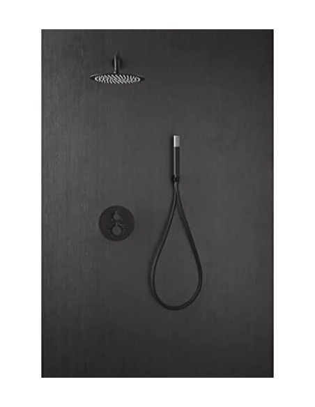 CONJUNTO DE DUCHA EMPOTRAR TERMOSTATICA COLOR NEGRO MATEMODELO LINE DE IMEX