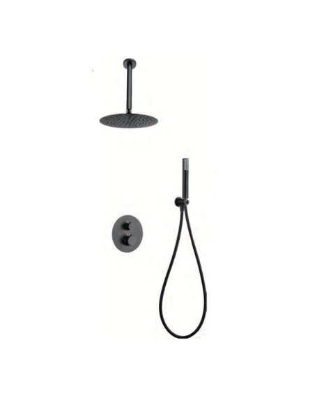 CONJUNTO DE DUCHA TERMOSTATICO EMPOTRAR COLOR NEGRO MATE MODELO TOP DE IMEX