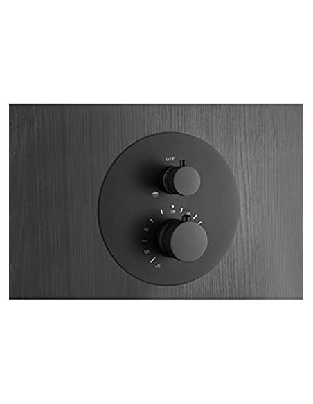 CONJUNTO DE DUCHA TERMOSTATICO EMPOTRAR COLOR NEGRO MATE MODELO TOP DE IMEX