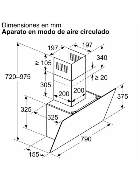 CAMPANA DECORATIVA DE PARED 80cm. CRISTAL NEGRO