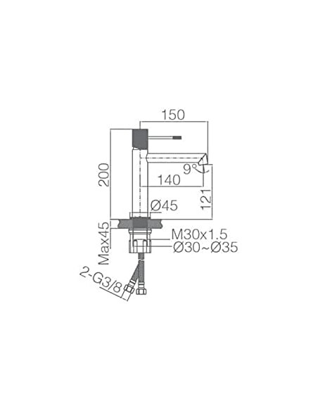 GRIFO LAVABO MONOMANDO MODELO LINE DE IMEX GRIS MATE/ CHAMPAGNE