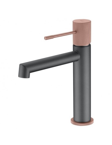 GRIFO LAVABO MONOMANDO MODELO LINE DE IMEX GRIS MATE/ CHAMPAGNE