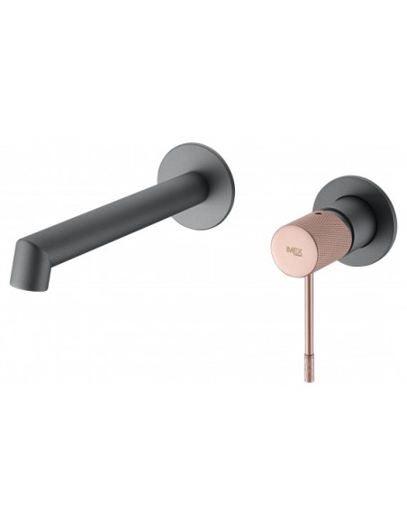 GRIFO DE LAVABO EMPOTRADO MONOMANDO NEGRO MATE MODELO LINE DE IMEX