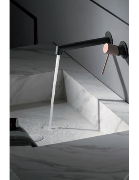 GRIFO DE LAVABO EMPOTRADO MONOMANDO NEGRO MATE MODELO LINE DE IMEX