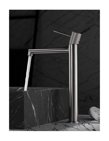 GRIFO MONOMANDO LAVABO ALTO MODELO LINE COLOR NIQUEL CEPILLADO DE LA MARCA IMEX