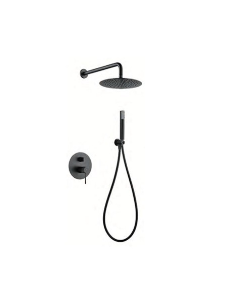 CONJUNTO DE DUCHA EMPOTRADO MONOMANDO EN ACABADO BLACK GUN METAL MODELO LINE DE IMEX
