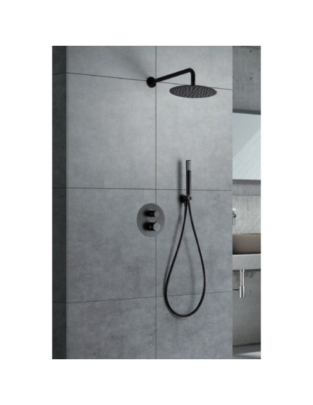 CONJUNTO DE DUCHA EMPOTRAR TERMOSTATICA EN ACABADO BLACK GUN METAL MODELO LINE DE IMEX