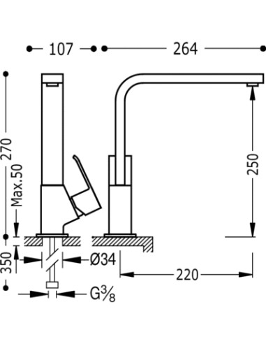 GRIFO MONOMANDO FREGADERO VERTICAL...