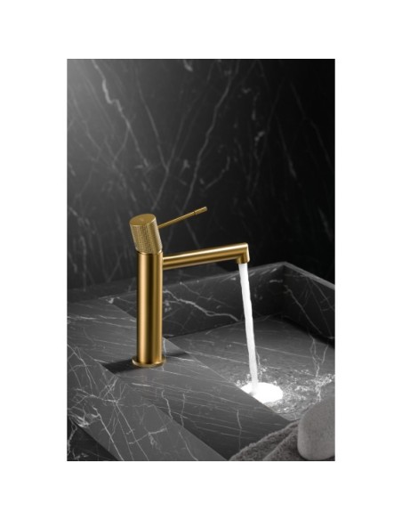 GRIFO LAVABO MONOMANDO MODELO LINE ORO CEPILLADO