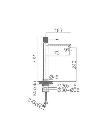GRIFO MONOMANDO LAVABO ALTO COLOR ORO CEPILLADO MODELO LINE DE IMEX