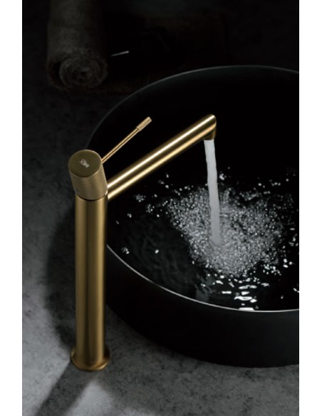 GRIFO MONOMANDO LAVABO ALTO COLOR ORO CEPILLADO MODELO LINE DE IMEX