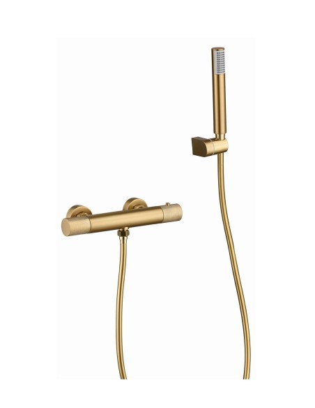 GRIFO DE DUCHA TERMOSTATICO COLOR ORO CEPILLADO MODELO LINE DE LA MARCA IMEX