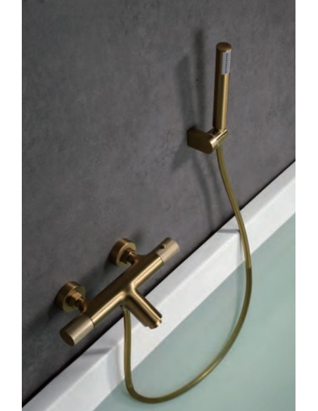 GRIFO TERMOSTATICO BAÑERA/DUCHA COLOR ORO CEPILLADO DEL MODELO LINE DE IMEX