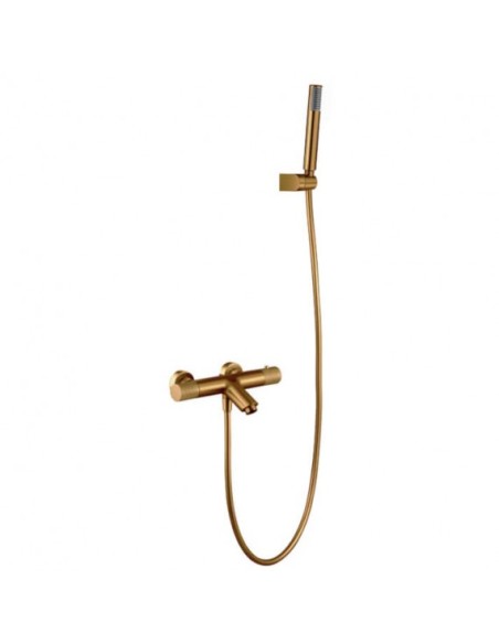 GRIFO TERMOSTATICO BAÑERA/DUCHA COLOR ORO CEPILLADO DEL MODELO LINE DE IMEX