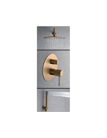 CONJUNTO DE DUCHA EMPOTRADO MONOMANDO EN ACABADO ORO CEPILLADO MODELO LINE DE IMEX