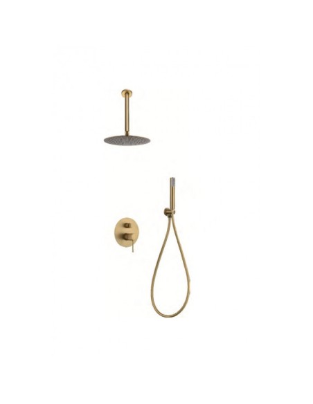 CONJUNTO EMPOTRAR DE DUCHA MONOMANDO COLOR ORO CEPILLADO MODELO TOP DE IMEX