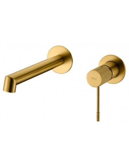 GRIFO DE LAVABO EMPOTRADO MONOMANDO ORO CEPILLADO MODELO LINE DE IMEX