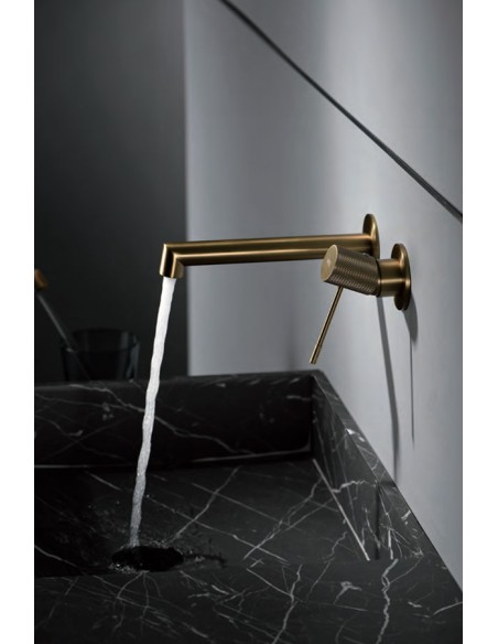 GRIFO DE LAVABO EMPOTRADO MONOMANDO ORO CEPILLADO MODELO LINE DE IMEX